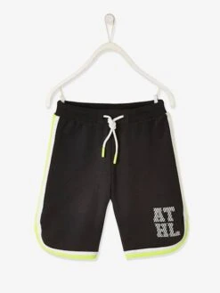 Bermuda De Sport Garçon En Molleton Bandes Et Détails Fluo Noir - Vertbaudet