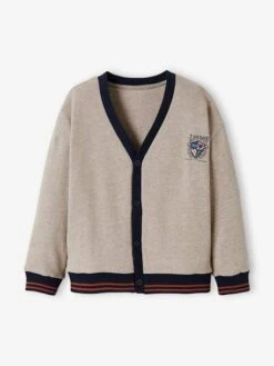 Gilet En Molleton Garçon Blason Imprimé Poitrine Beige Clair - Vertbaudet