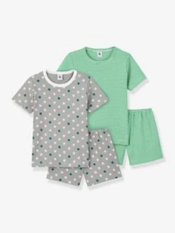 Lot De 2 Pyjacourts étoiles Et Milleraies En Coton Garçon PETIT BATEAU étoiles Et Rayures - Petit Bateau