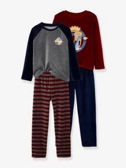 Lot De 2 Pyjamas Dragon En Velours Gris Moyen Chiné - Vertbaudet