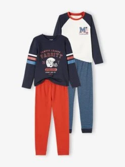 Lot De 2 Pyjamas "football Américain" Garçon Lot Bleu Et Rouge - Vertbaudet