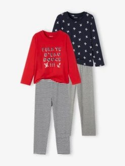 Lot De 2 Pyjamas "pirates" Garçon Lot Rouge Et Marine - Vertbaudet