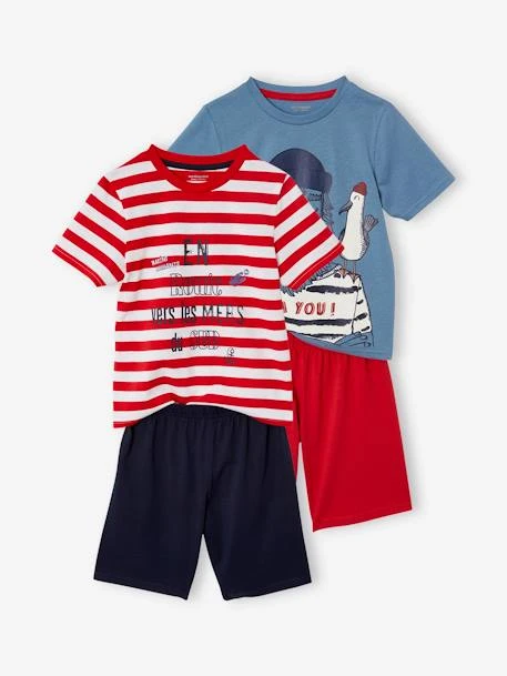 Lot De 2 Pyjashorts Garçon Lot Bleu - Vertbaudet