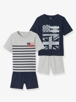 Lot De 2 Pyjashorts Garçon Assortis Flags BASICS Lot Encre - Vertbaudet