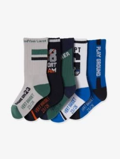 Lot De 5 Paires De Chaussettes Playground Garçon Lot Vert - Vertbaudet