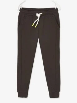 Pantalon De Sport Garçon En Molleton Avec Bandes Côtelées Noir - Vertbaudet