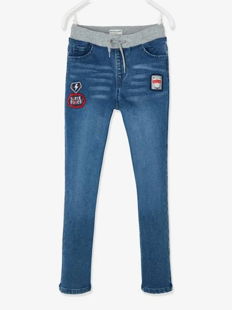 Pantalon Droit En Molleton Effet Denim Garçon Stone - Vertbaudet