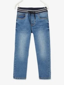 Pantalon En Molleton Effet Denim Intérieur Chaud Stone - Vertbaudet
