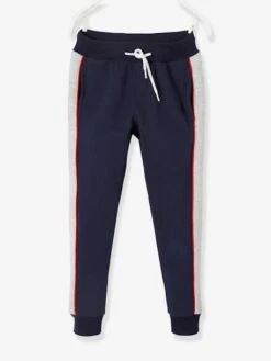 Pantalon Jogger Molleton Bandes Côtés Garçon Rouge - Vertbaudet