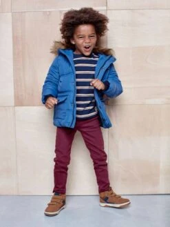 Pantalon Slim Garçon MorphologiK Tour De Hanche LARGE Bordeaux - Vertbaudet