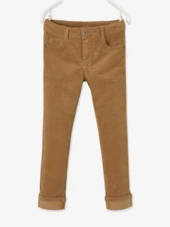 Pantalon Slim Velours Garçon Camel - Vertbaudet