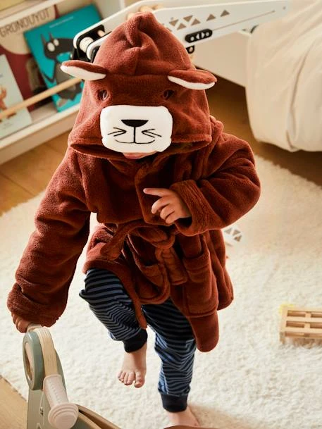 Peignoir Lion Personnalisable Garçon En Maille Peluche Marron Fonce - Vertbaudet