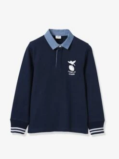 Polo-rugby Garçon CYRILLUS Rayé Bleu/fleuris - Cyrillus