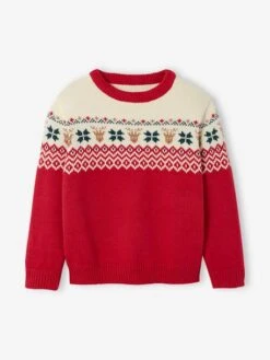 Pull De Noël Enfant Capsule Famille Motifs Jacquard Vert Sapin - Vertbaudet