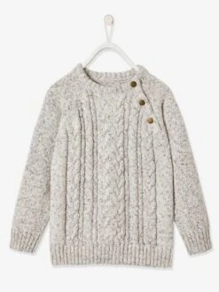 Pull En Maille Moulinée Torsadée Garçon Beige - Vertbaudet