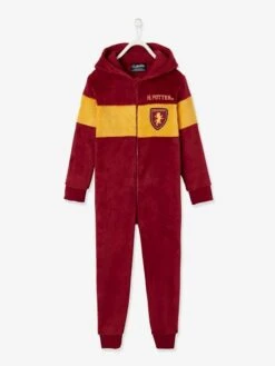 Surpyjama Harry Potter Garçon En Polaire Rouge Fonce Uni Avec Decor - Harry Potter