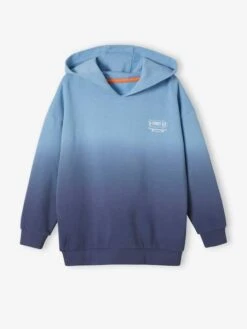Sweat à Capuche Deep & Dye Garçon Motif Skate Bleu Ardoise - Vertbaudet