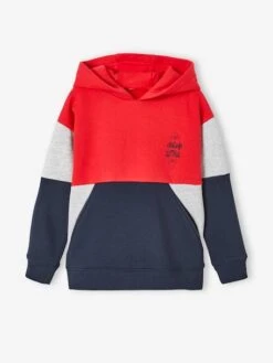 Sweat à Capuche Effet Colorblock Garçon Rouge - Vertbaudet