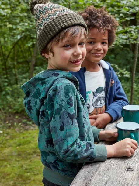 Sweat à Capuche Garçon Camouflage Animalier Vert Aop - Vertbaudet – Image 2