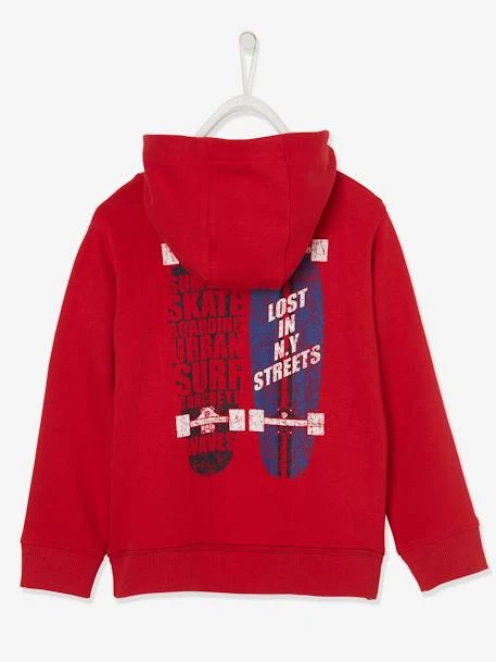 Sweat à Capuche Garçon Colorblock Grand Motif Skate Au Dos Rouge - Vertbaudet – Image 2