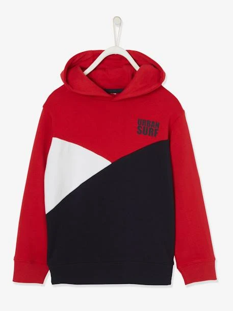 Sweat à Capuche Garçon Colorblock Grand Motif Skate Au Dos Rouge - Vertbaudet