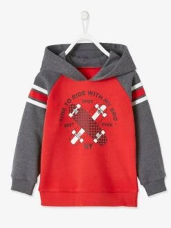 Sweat à Capuche Garçon Motif Graphique Manches Raglan Rouge - Vertbaudet