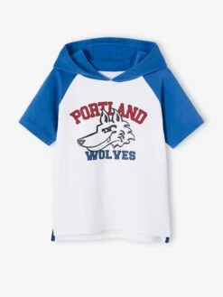 Sweat à Capuche Sport Team Portland Garçon Manches Courtes Blanc - Vertbaudet