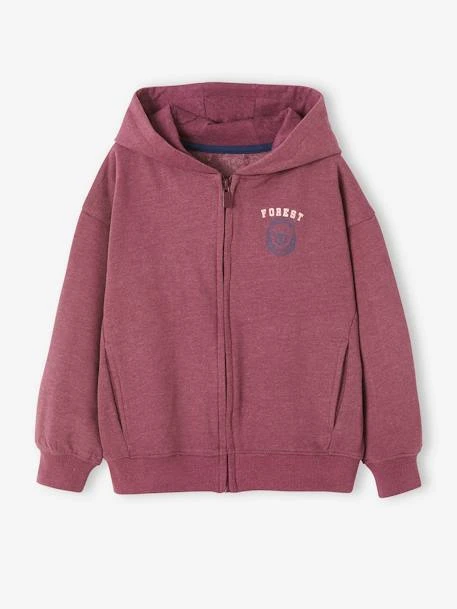 Sweat à Capuche Zippé Animation Poitrine Garçon Gris Foncé - Vertbaudet