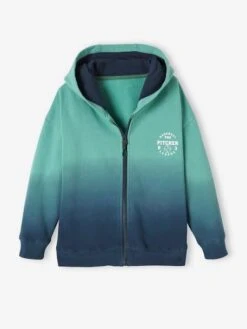 Sweat à Capuche Zippé "tie & Dye& Garçon Bleu Deep Dye - Vertbaudet