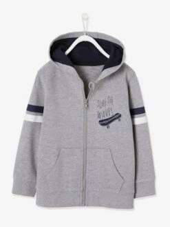 Sweat Zippé à Capuche Garçon Gris Clair - Vertbaudet