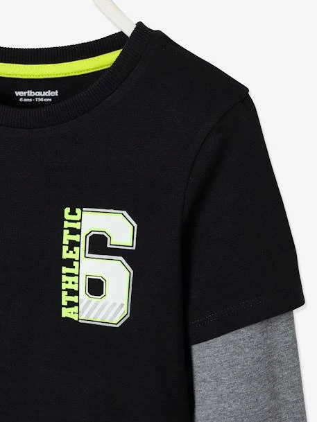 T-shirt De Sport Effet 2 En 1 Garçon Détails Fluo Noir - Vertbaudet – Image 3