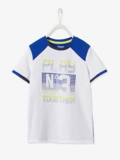 T-shirt De Sport En Matière Technique Détails Effet Pixel Garçon Blanc - Vertbaudet