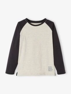 T-shirt Sport Manches Raglan Garçon Beige Chine - Vertbaudet